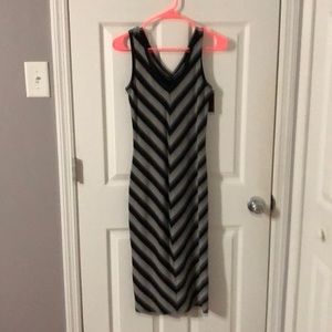 Grey & Black striped fitted dress